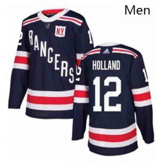 Mens Adidas New York Rangers 12 Peter Holland Authentic Navy Blue 2018 Winter Classic NHL Jersey